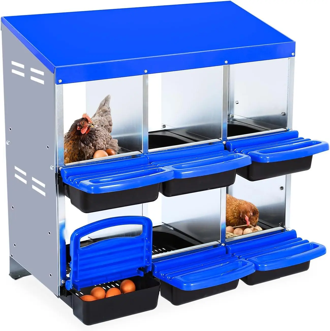 

Chicken Nesting Boxes for Chickens, Metal Roll Away Nest Box with Lid Cover for Chicken Coop, Easy Egg Collection and Egg