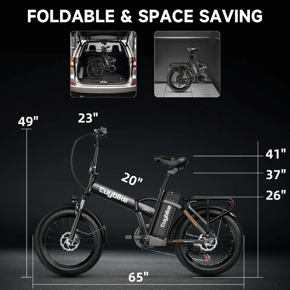 Bicicleta eléctrica plegable con batería grande de 1000W 48V 20AH - 30+ MPH 80 millas de alcance 20" Fat Tire E-Bike