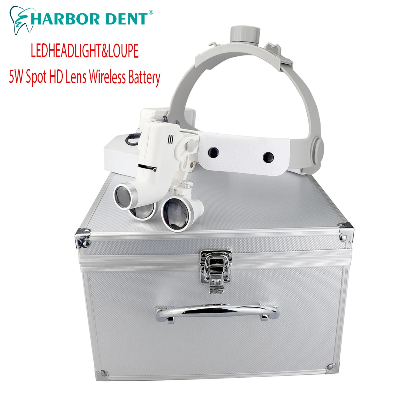 5W Aluminum Box Dental Binocular Loupes 2.5x 3.5XRechargeable Head Lamp With LED Headlight Dentist Magnification