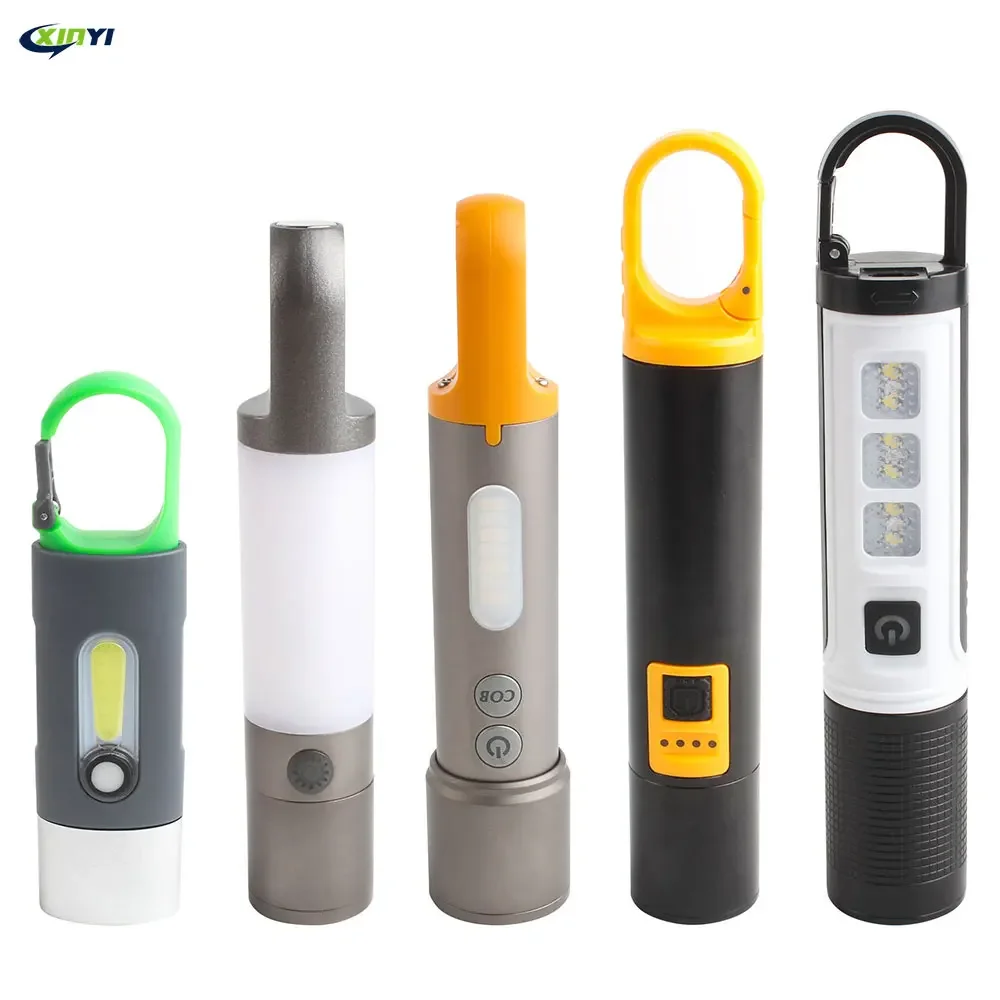 New LED flashlight white spotlight Type-C rechargeable aluminum alloy telescopic zoom popular mini flashlight