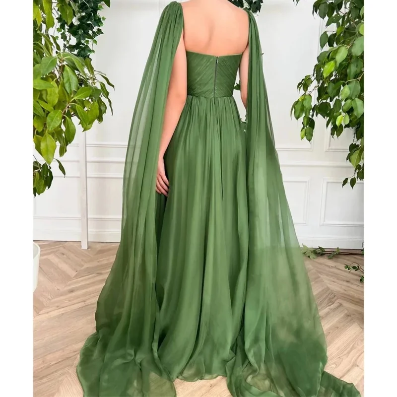 Elegant Embroidered Yarn V-Neck Shawl Sleeve With Floor-Length Pull-Up Pleats Adorns Evening Dresses Tailored For Cocktail Dress