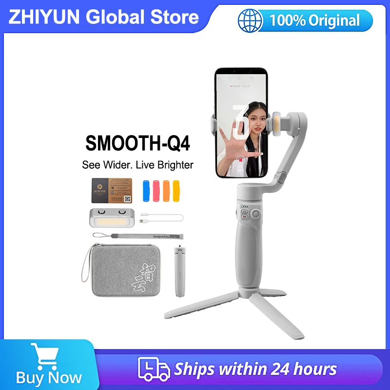 Zhiyun Smooth Q4 3-Axis Smartphone Gimbal Stabilizer for iPhone 15 14 13 12 Samsung Xiaomi Huawei Vlogging for TikTok YouTube