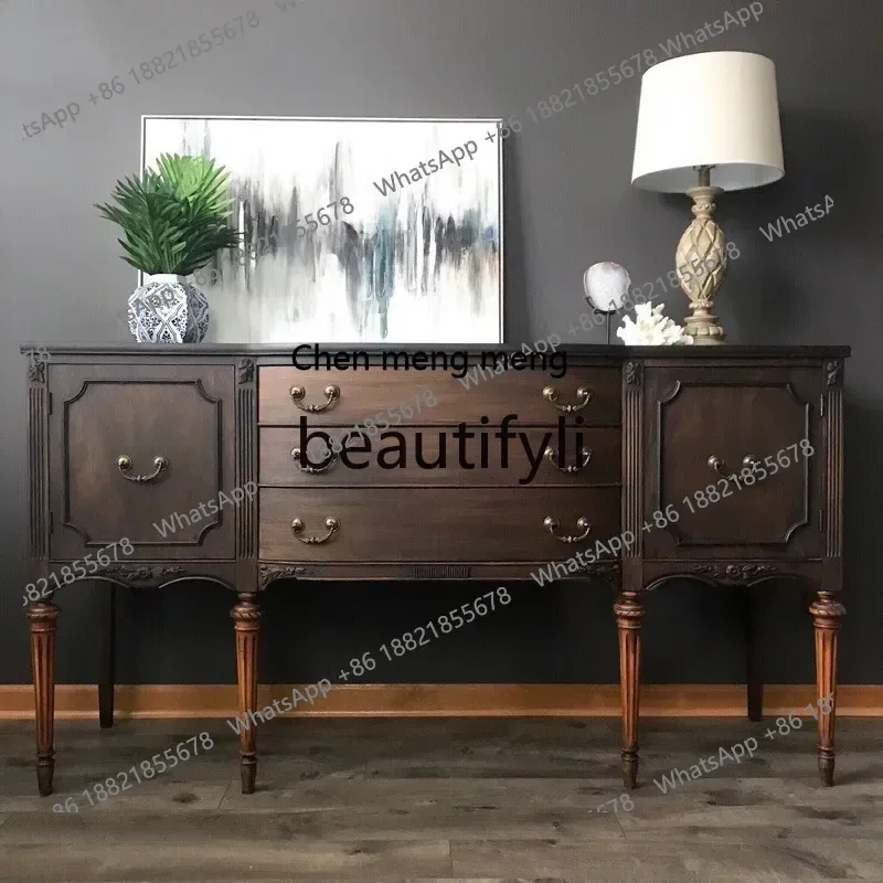 

D178 French living room entrance cabinet designer carved dining side cabinet storage light luxury locker