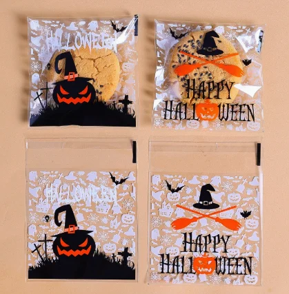 50 Stück Halloween-Kürbis-Geister-Fledermaus-Muster Selbstklebende Plastiktüten für DIY Hausgemachte Kekse Party Schmuck Feiertagsgeschenke – Detail 11