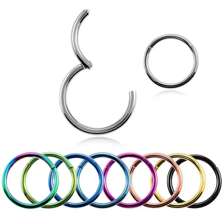 Stainless Steel Piercing Ring Nose Stud Earring Seamless Closed Loop 1.2mm Wire Diameter Ear jewelry Accessories