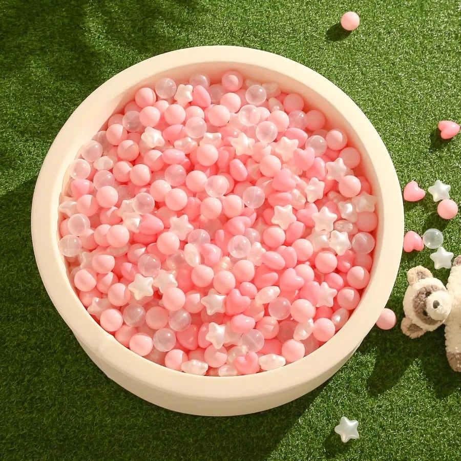 ลูกบอลพลาสติกสำหรับบ่อบอล รูปดาวและหัวใจ สำหรับเด็กเล็ก - 200 ลูก สำหรับความสนุกสนานในบ่อบอลและการเล่น