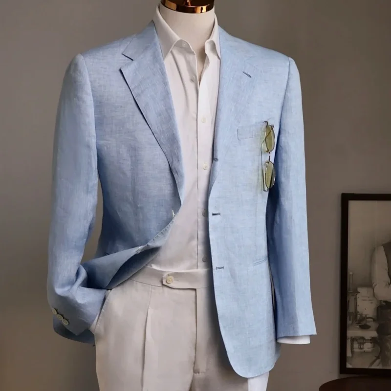 

Summer Linen Casual Breathable Small Suit Men's Lightweight Breathable Half-Lining Slim Suit Jacket Retro Italian Trend
