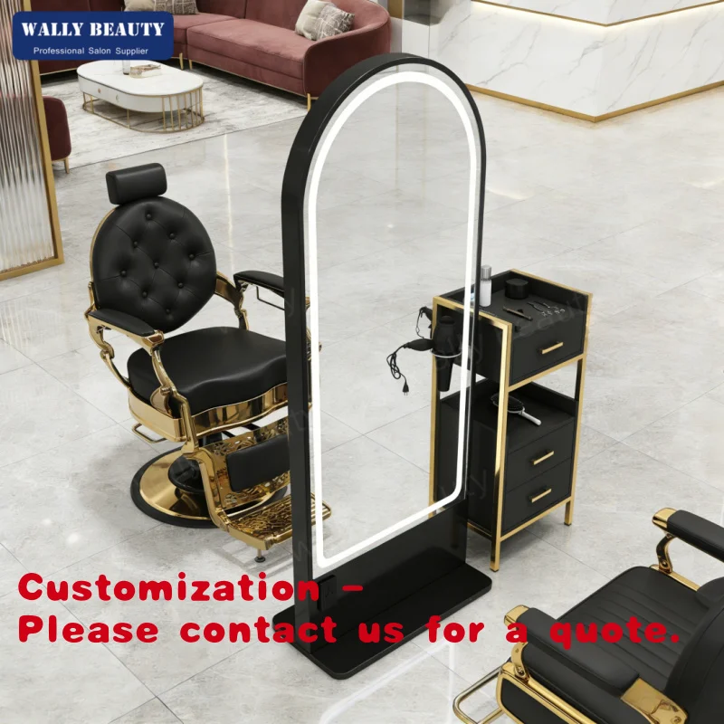 

Customize.Salon Equipment Barber Shop Salon Station Hairdressing Mirror Beauty Hair Styling With Led Light