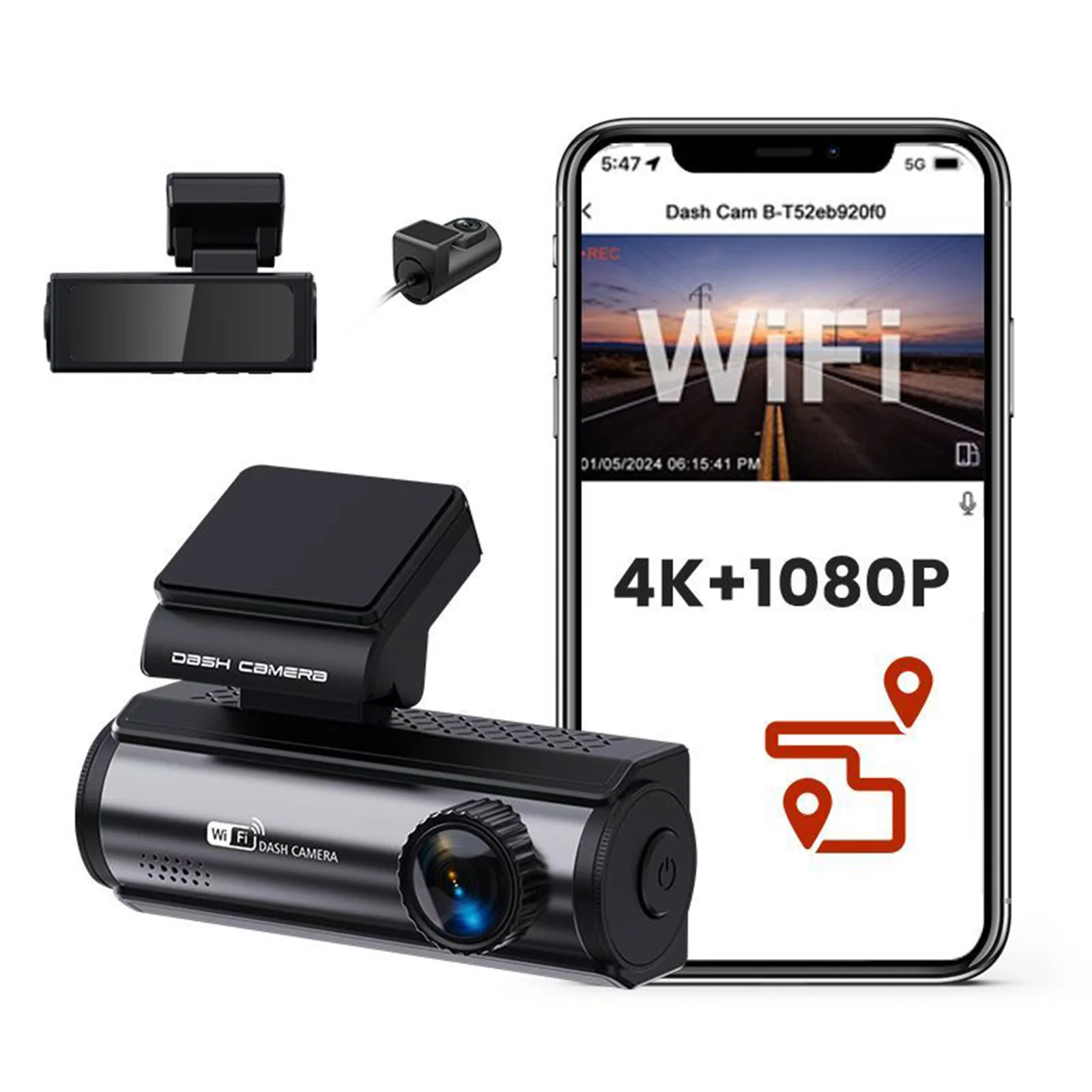 

3,2-дюймовый 4K видеорегистратор с двумя камерами (передняя + задняя), 1080P, HD, ночное видение, GPS, Wi-Fi, G-сенсор