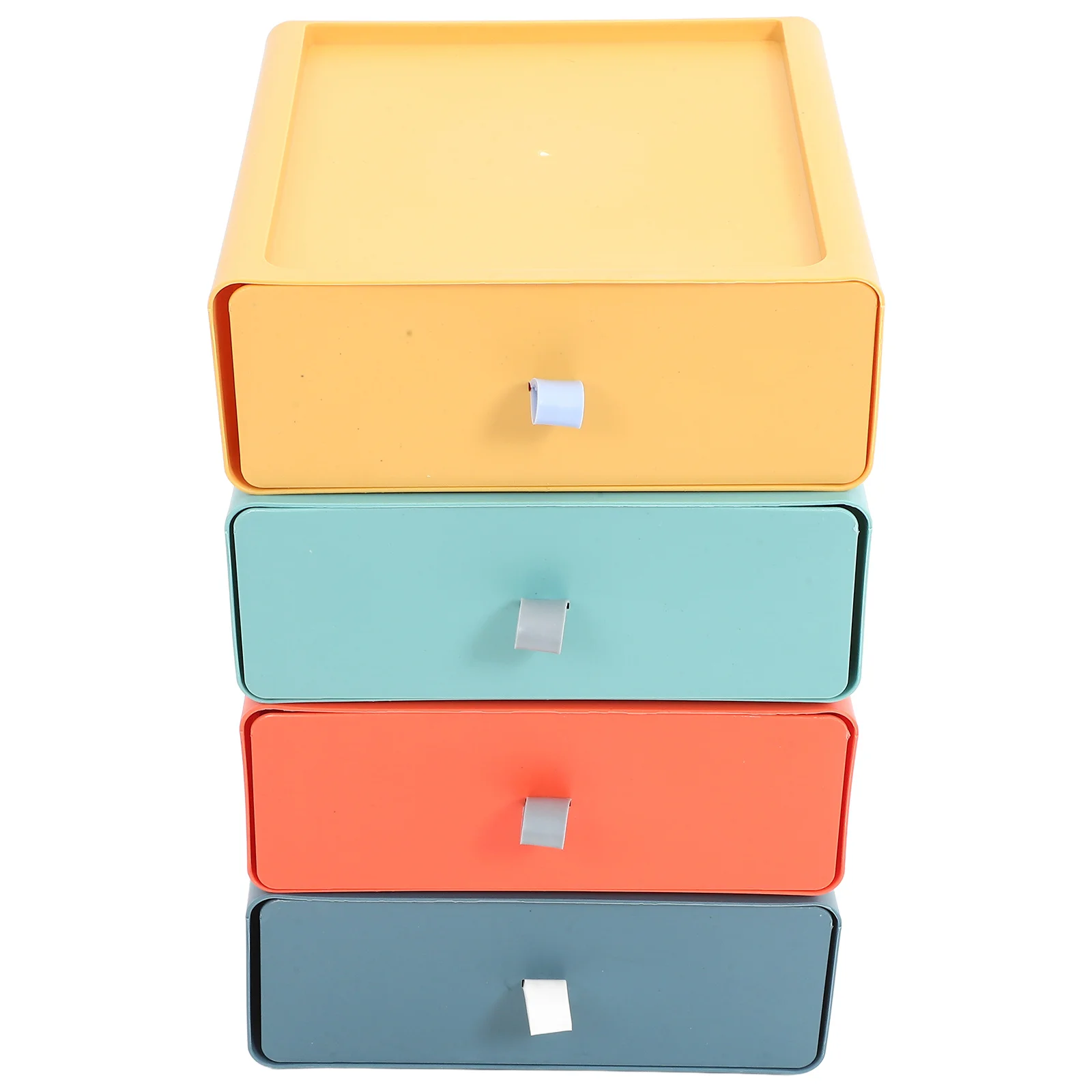 

4pcs Desktop Storage Box Stackable Drawer Type Organizing Case For Office Home School Stationery Cosmetics Sundries Tabletop
