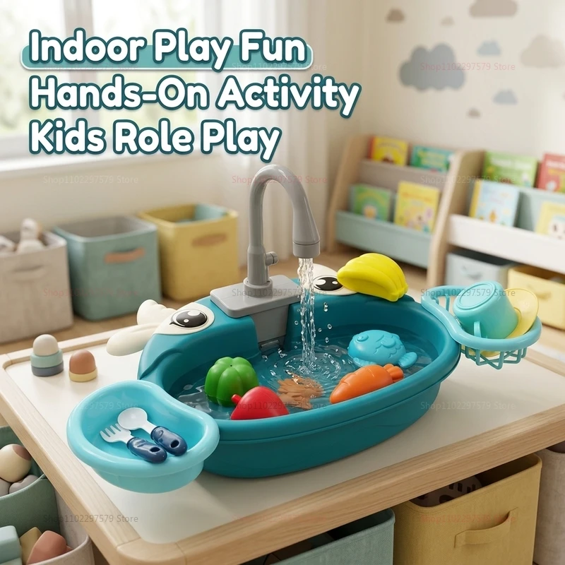 Toddler Interactive Water Play Sink Toy Electric Running Water Pretend Kitchen Playset Kids Housework Role Play Educational Gift - view 6