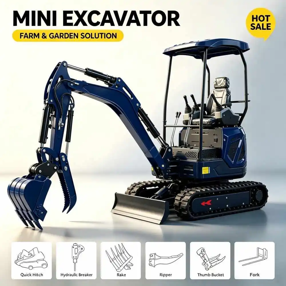 Mini Excavator For Customization 0.8Ton 1.8Ton  Yanmar Diesel Crawler Hydraulic Agricultural Farming Machinery Europe