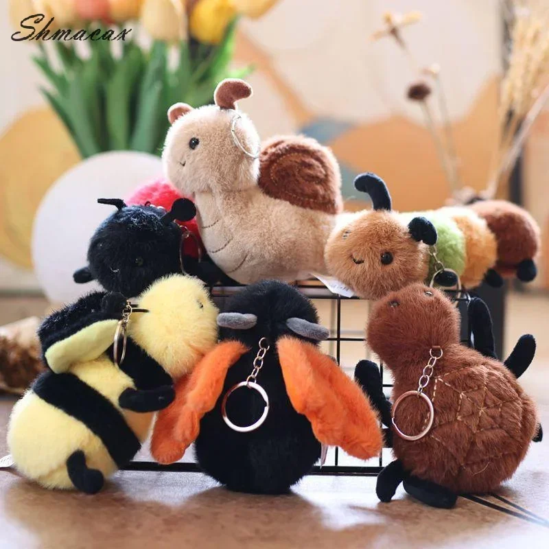 

1 Piece Small Insect Plush Toy Doll Keychain Creative Stuffed Doll Bag Pendant Cute Snail Bee Keyring Birthday Gift