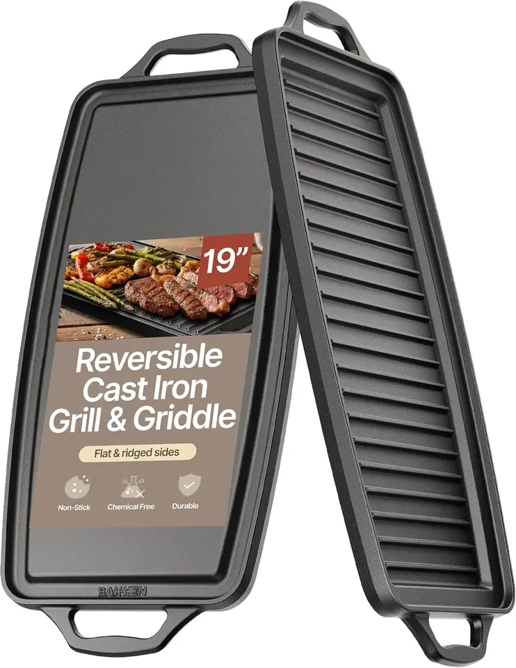 19 Inch Reversible Cast Iron Griddle for Cooking