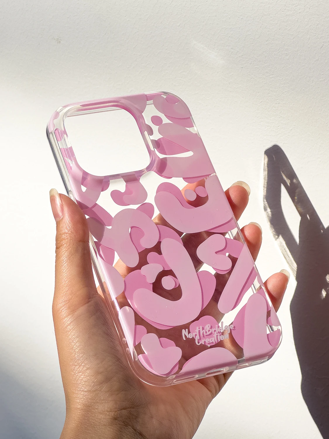 New Apple 15 Promax Phone Case Pink Creative Graffiti Suitable for iPhone 15/14/13 Pro Double Layer Cartoon Transparent