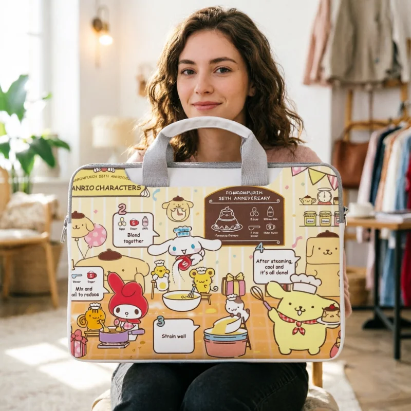 

New Hello Kitty Kuromi Laptop Bag Shoulder Handbag Briefcase Storage Bag Suitable for 12 13 14 15 16 Inch Macbook Air Pro Gift