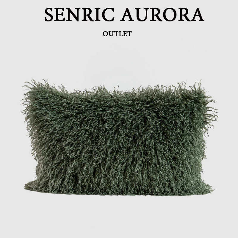 

Design Luxury Cushion Cover 30x50 50x50cm Imitation Beach Wool Army Green Pillowcase For Home Hotel Bed Living Room Sofa