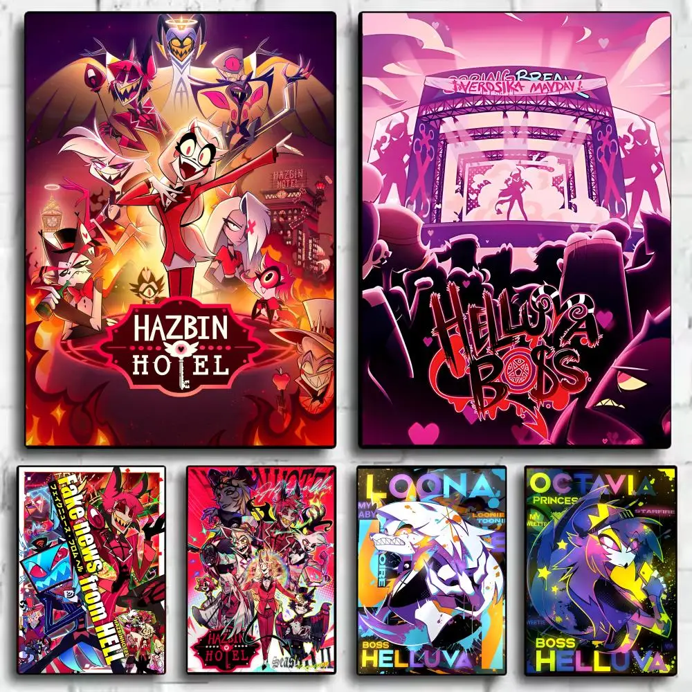 Classic Anime H_Hazbin H_Hotel Poster Decorative Wall Art Stickers Mural Photo Print for Home Living Room Hallway Decor