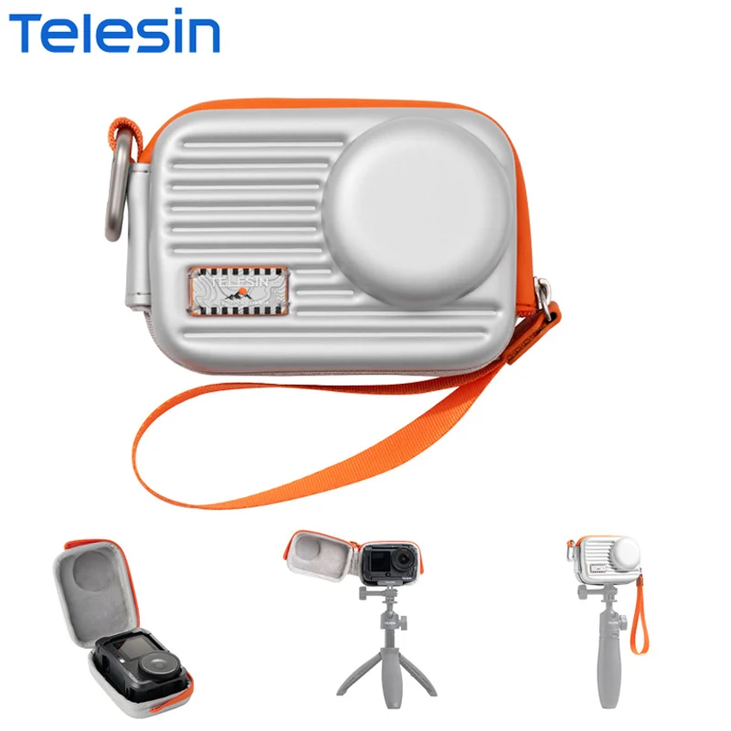 TELESIN Kamera-Schutzbox Wasserdichte Staubdichte Aufbewahrungstasche mit Handschlaufe Mini-Tragetasche für DJI OSMO Action 6 5pro