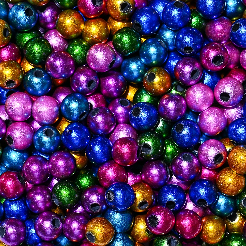 50-200 Stück 8/10/12MM Bunte Acrylperlen, Runde, Mattierte Dunkelfarbige Lose Abstandsperlen für DIY-Schmuckherstellung und Bastelarbeiten – Detail 1