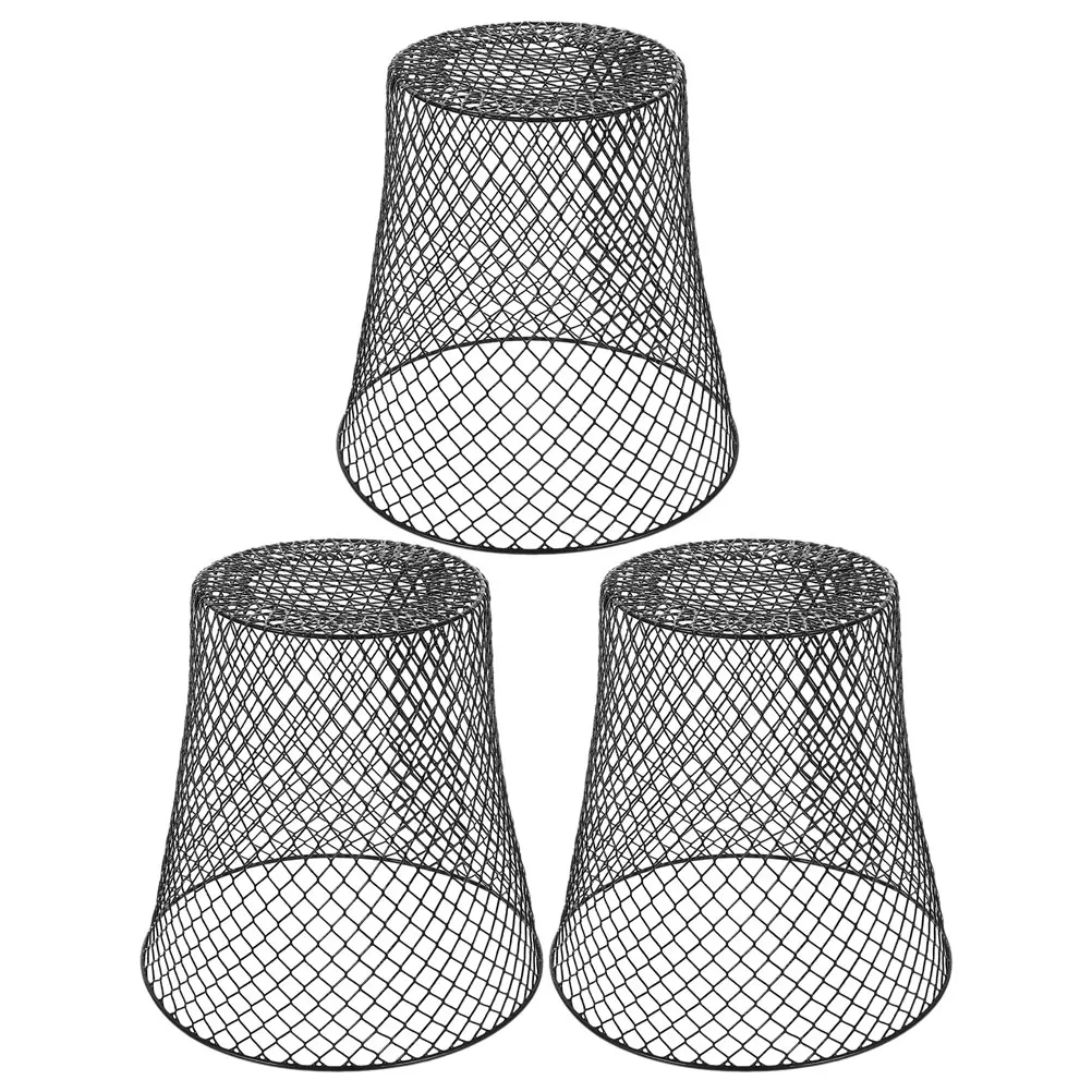 

3 Pcs Iron Storage Baskets Heavy Duty Mesh Garbage Cans Outdoor Plant Covers Vegetable Protectors Kitchen Home Office Waste Bins