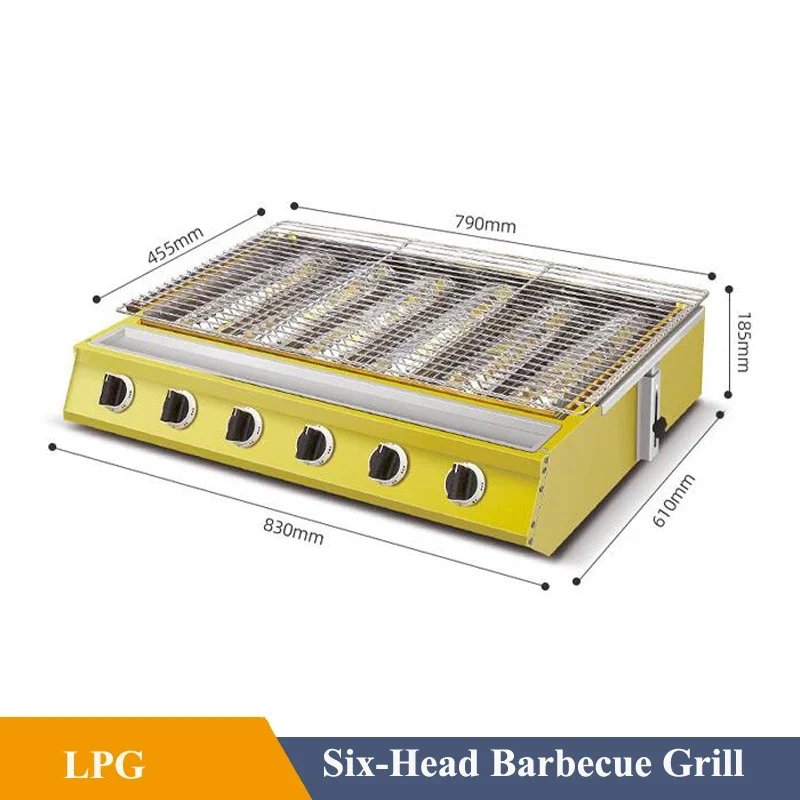 

Grid size:790*455MM 6 Burners Gas BBQ Grill Outdoor Picnic Baking Home Garden Smokeless Barbecue Stove Temperature up to 900℃