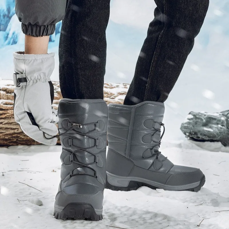 Couple Winter Boots Outdoor Waterproof Snow Boots Thicken Plush Warm Winter Boots Winter Women's Men High Top Cotton Shoes Botas