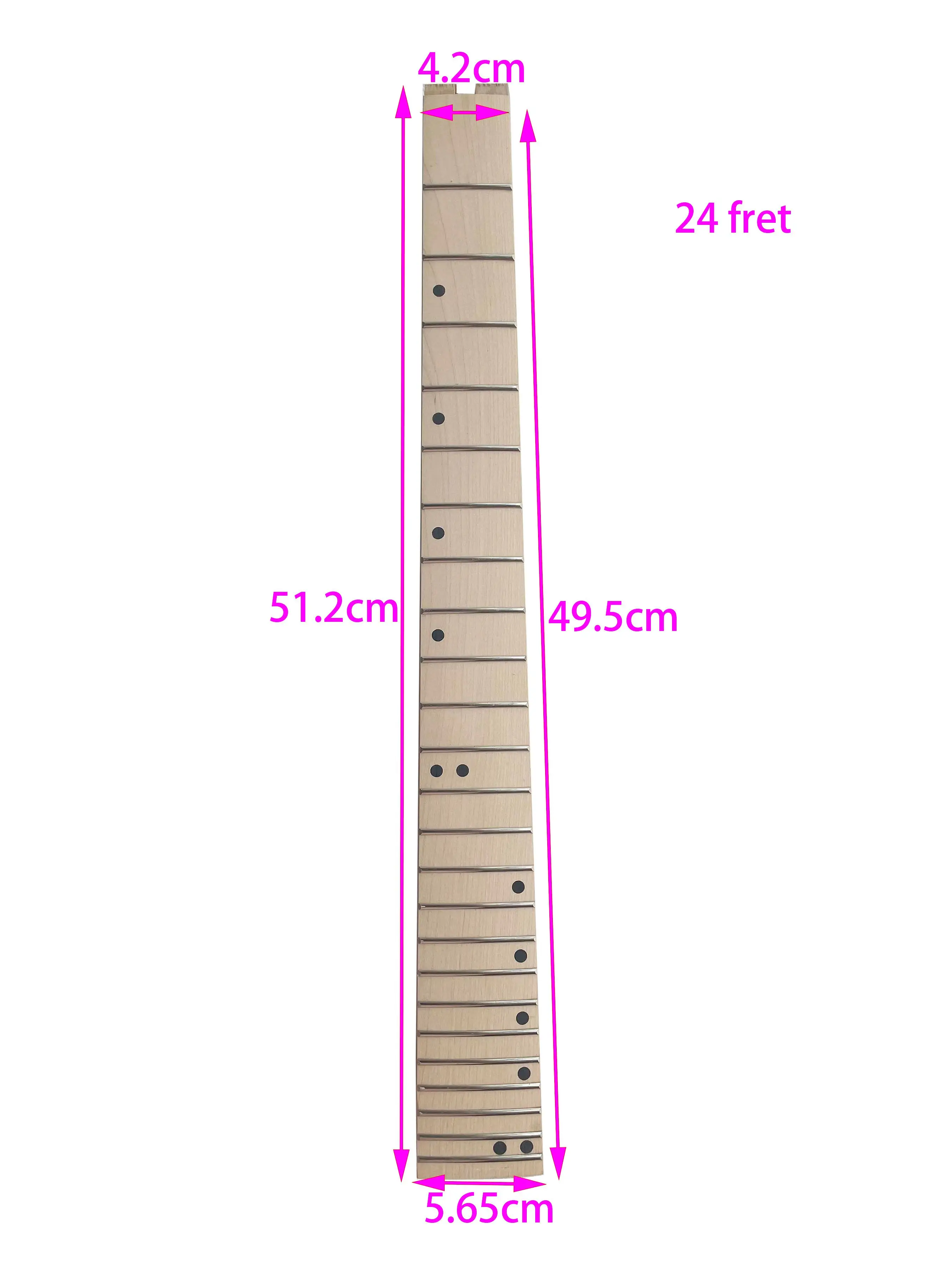 Semi-Finished Canadian Maple Fingerboard for Electric Guitar, 24 Frets, Headless Guitar Neck, Essencial Color, Real Photos