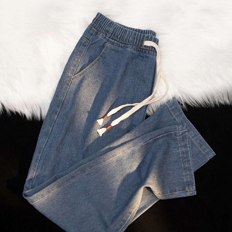 

Модные мужские прямые джинсы с широкими штанинами, свободные повседневные длинные брюки, летние модные брюки в стиле Гонконг, ретро-брюки с широкими штанинами