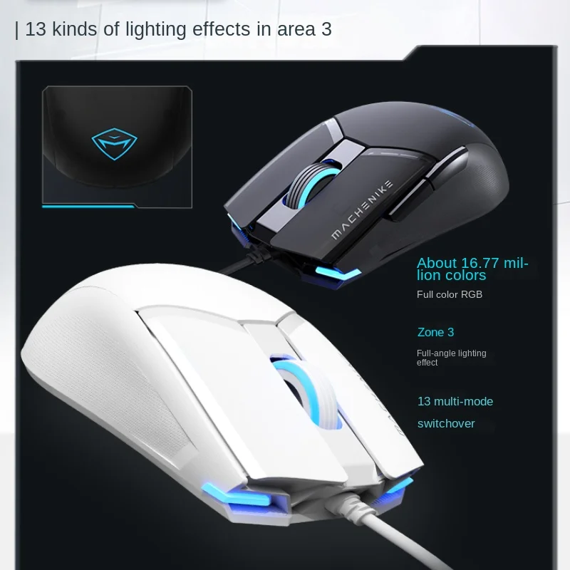 Imagem -02 - Mouse Mecânico m7 Pro Gaming com Fio Usb Ergonômico Leve Rgb Laptop pc Gamer pc Gamer 12800dpi 7000fps Botão 65g