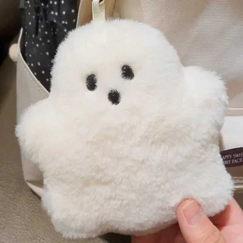 1/2pcs Cute White Plush Ghost Keychain School Bag Pendant Doll Cute Plush Bag Hanging Doll Key Chains Children Gift Accessories