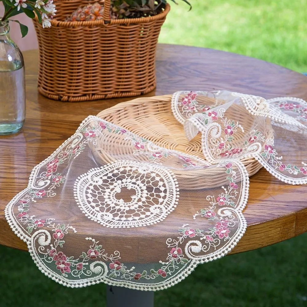 Heat Insulation Lace Plate Mat Anti-scald Vintage Embroidery Placemat Mesh Transparent Decorative French Plate Mat Wedding