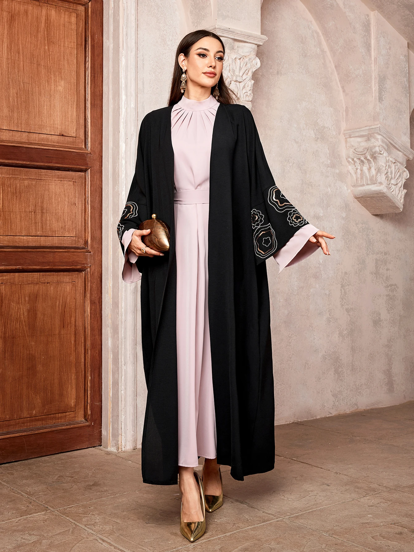 2024 New Floral Embroidery Muslim Dress for Women Eid Morocco Ramadan Color Collision Abayas Kaftan Islam Dubai Arab Long Robe
