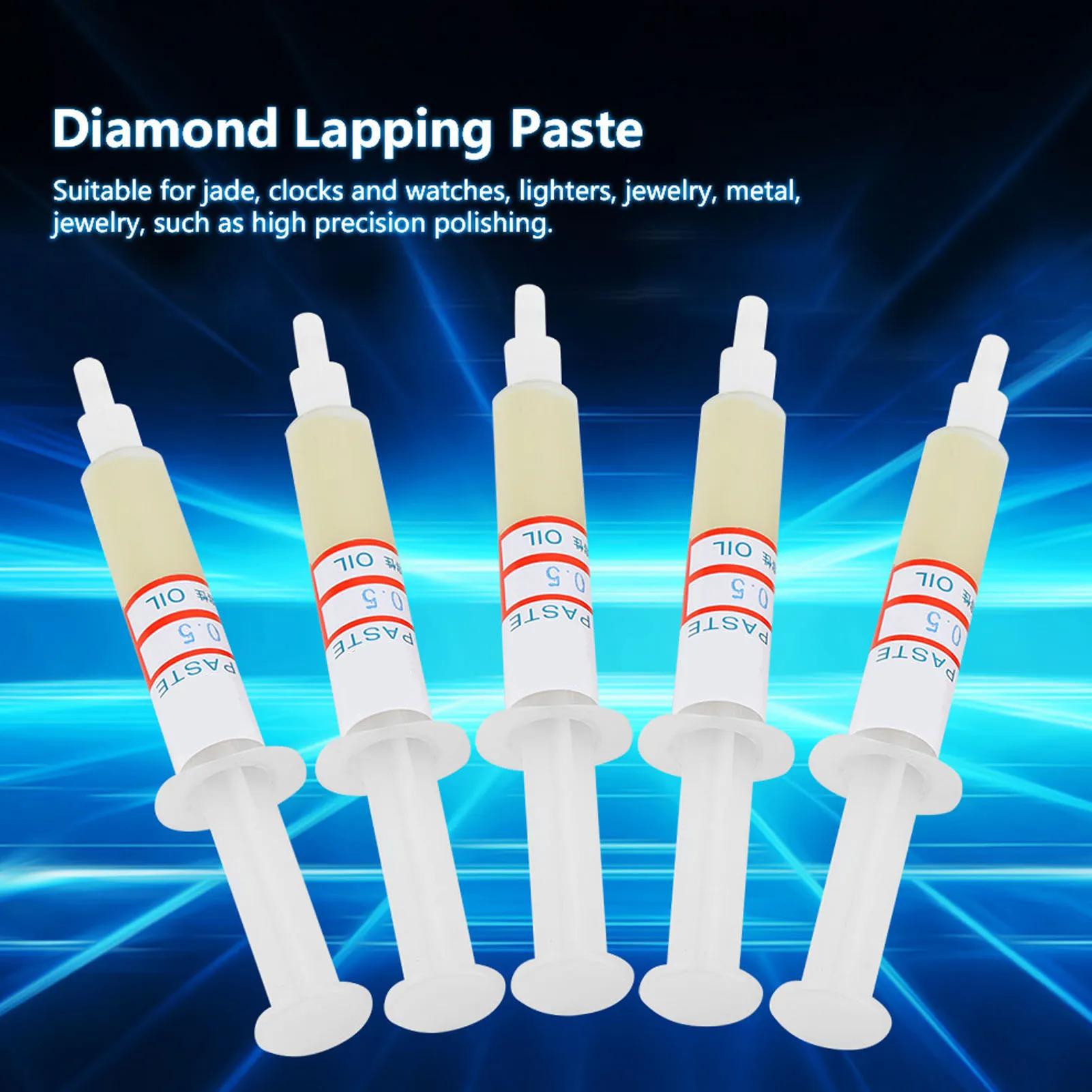 5Pcs Diamond Grinding Paste Polishing Compound Set W0.5-W40 Lapping Paste 320-10000 Grit for Metal Glass Jewelry Polishing
