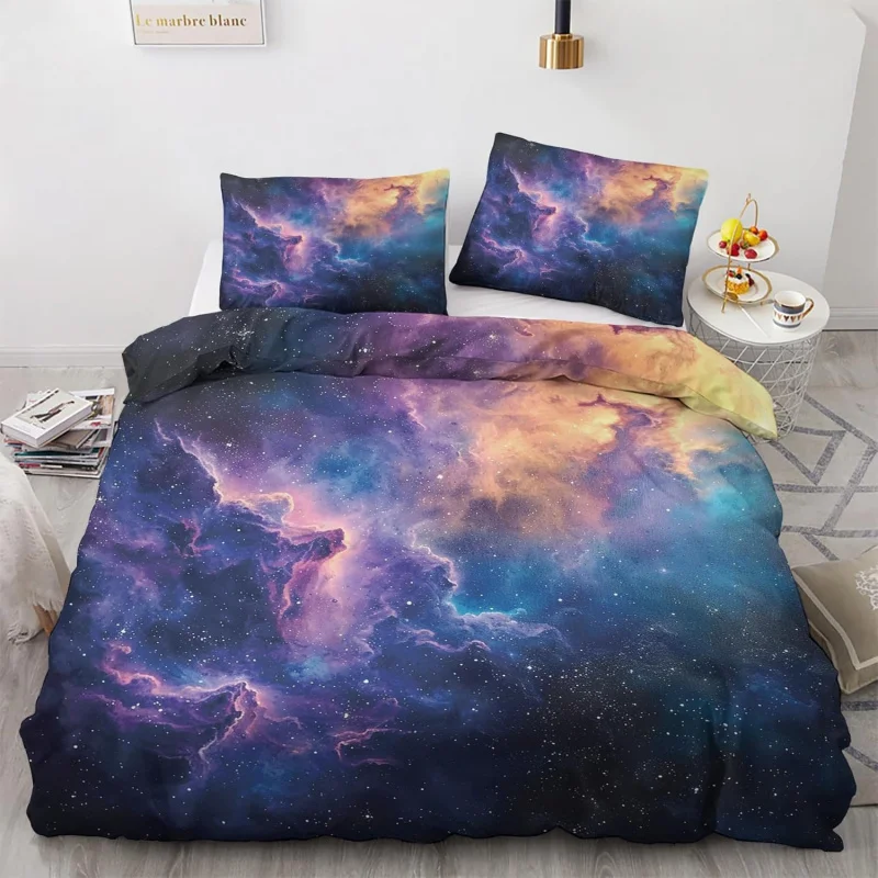 

Galaxy duvet set, large nebula universe bedding set with zipper, 3-Piece Set, 1 duvet cover and 2 pillowcases