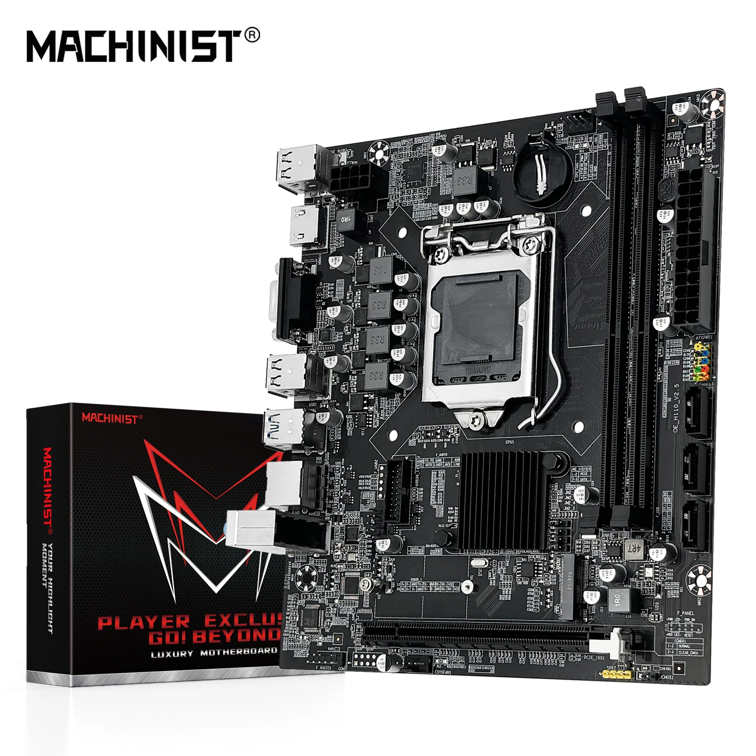 MACHINIST 마더보드, LGA 1151 인텔 코어 CPU DDR4 RAM 및 M.2 NVME SDD VGA HDMI 지원, H110 