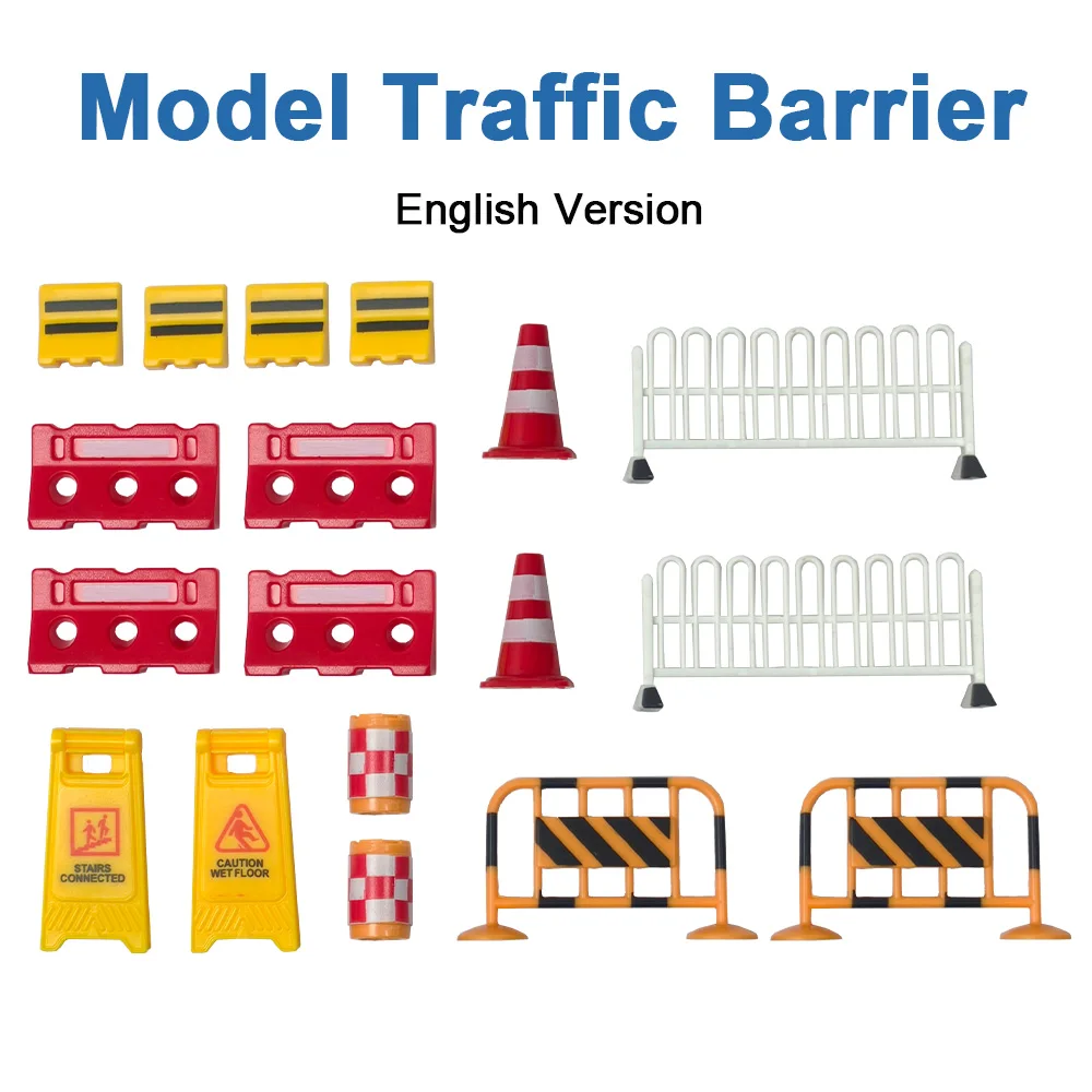 

14Pcs Mini City Traffic Barriers Road Sighs Playset Traffic Cones Street Scene Micro Landscape Road Block Fence Educational Kits