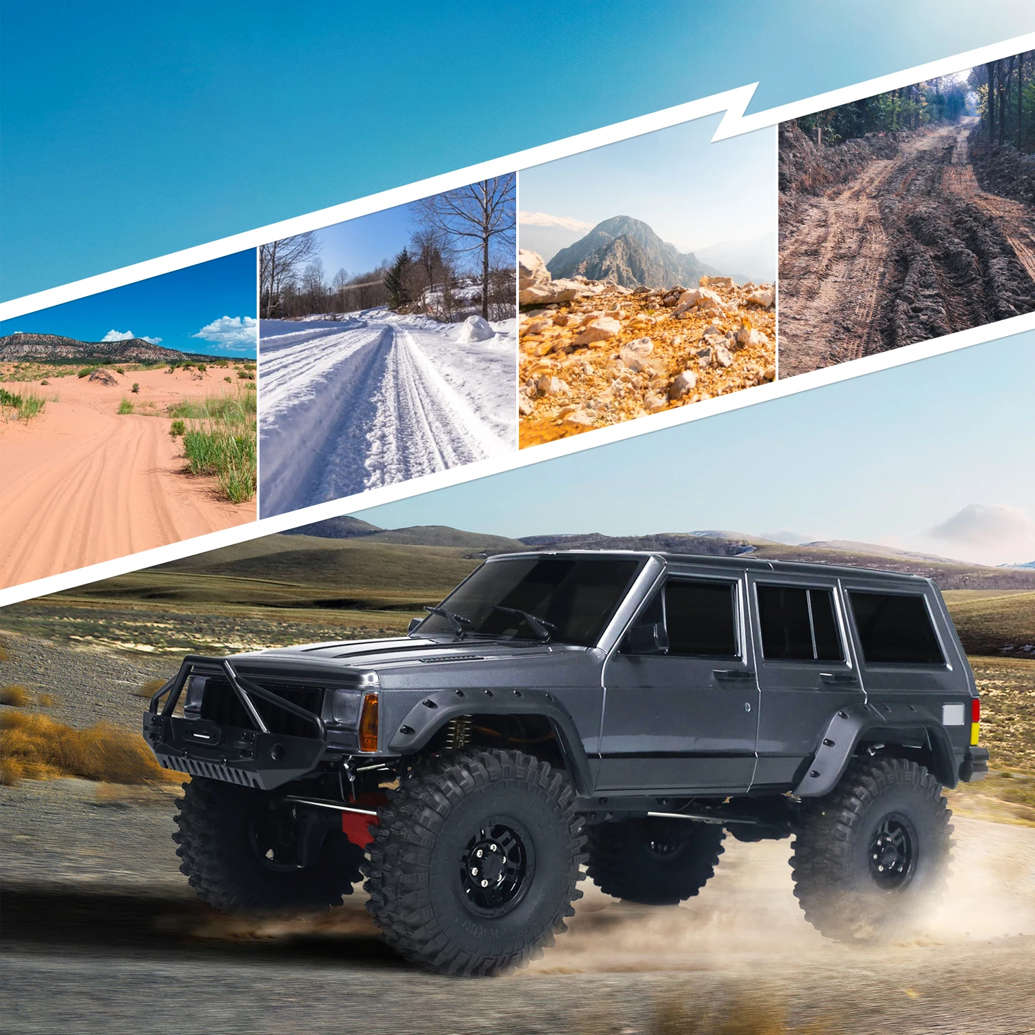 

1/10 RC Off-road Vehicles Crawler 4WD Truck Climbing Car Differential Lock Lights Remote Control Hobby Model Gifts