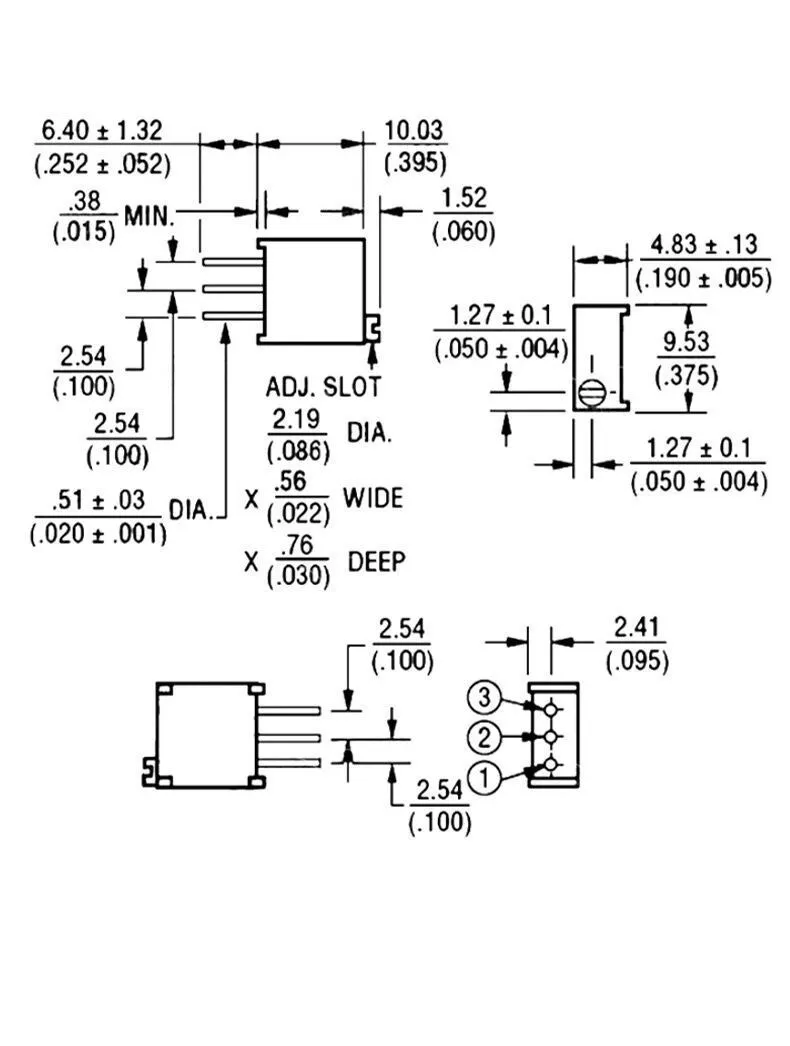 10 Stück 3296W Multiturn-Trimmer-Potentiometer-Set 100R 1K 2K 5K 10K 20K 50K 100K 200K 500K 1M Präzisions-Verstellwiderstand – Detail 1