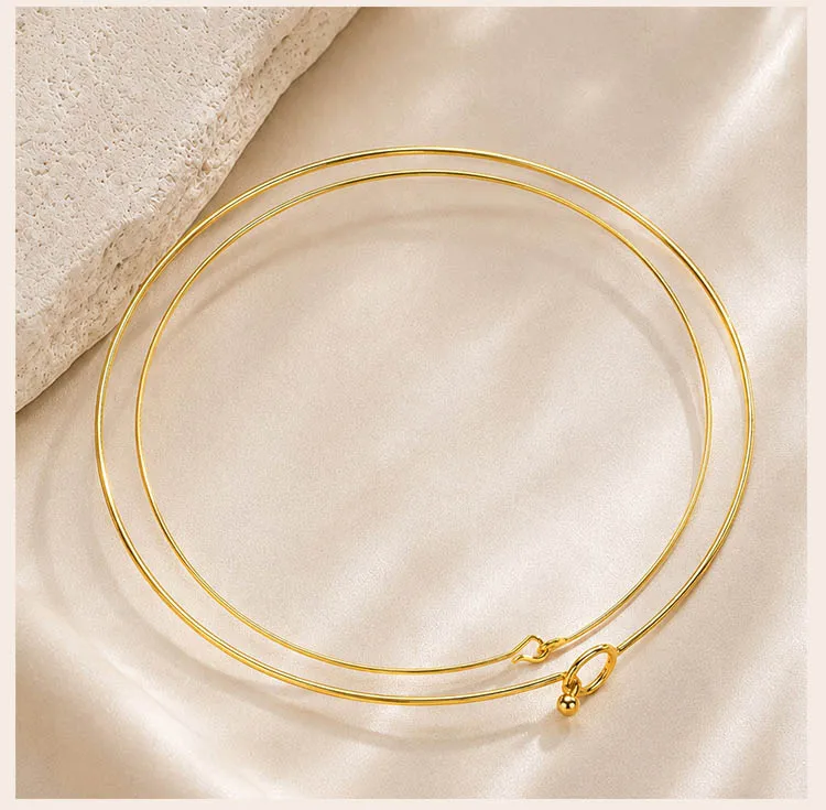 DIY-Anhänger-Halskette, 18K vergoldeter Edelstahl-Draht-Choker, Großhandelsschmuck für individuelle Kombinationen – Detail 3