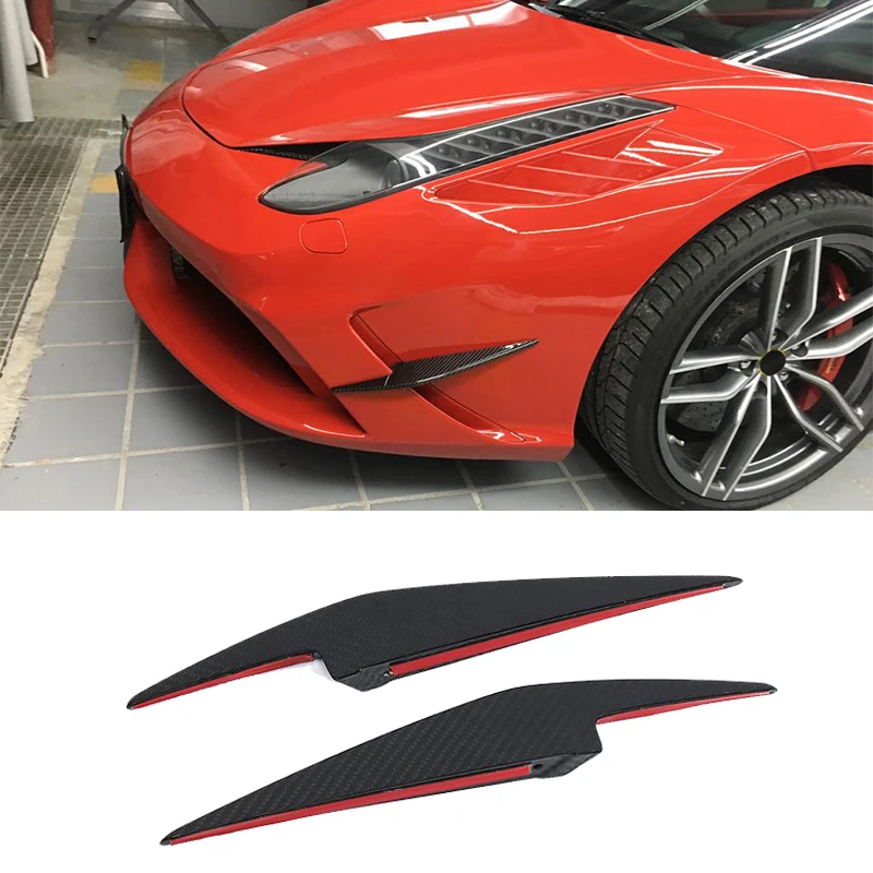 High Quality Front Bumper Splitters Canards Fins For Ferrari 458 Speciale 2014 2015 Carbon Fiber Car Front Canards Exterior Trim