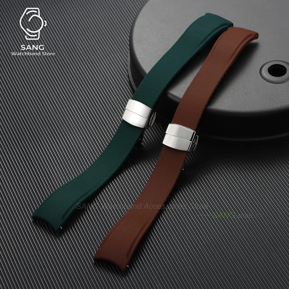 20mm 21mm 22mm Schnellverschluss Uhrenarmband mit gebogenem Ende, neues weiches FKM Fluorkautschuk Uhrenarmband, Herren Armband, universelles Sportarmband – Detail 14