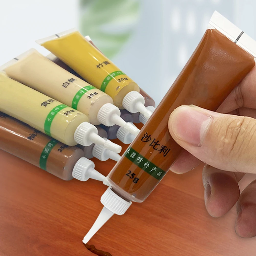 25g Wielokolorowa Pasta do Naprawy Drewna, Uniwersalna Farba do Naprawy Rys na Podłogach, Stołach, Szafkach z Dębu, Wypełniacz do Rys na Drewnianych Meblach