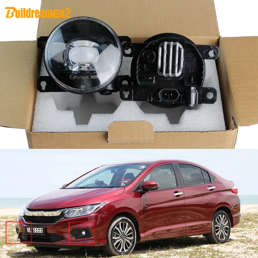 2 X Car Front Bumper LED Fog Light 30W Adjustable Fog Lamp Assembly H11 For Honda City Grace Ballade 2014 2015 2016 2017 2018