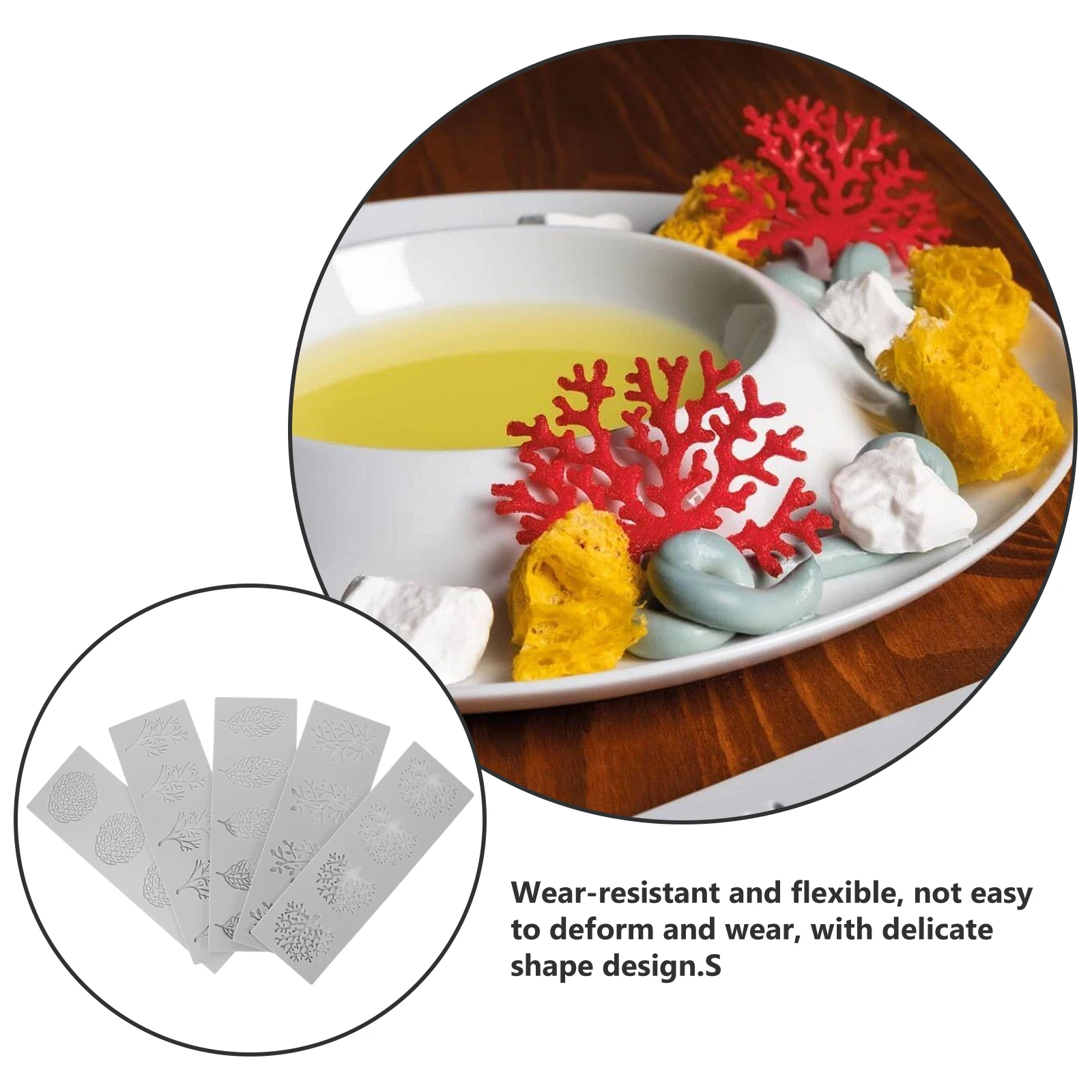 

5Pcs Leaf Fondant Decoration Silicone Mold Baking Mat Small Coral82g Heat Resistant Food Grade Safe Easy Demold Clean