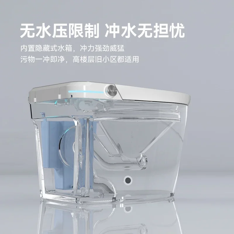 Light intelligent toilet with water tank and automatic flip integrated toilet without water pressure limitation