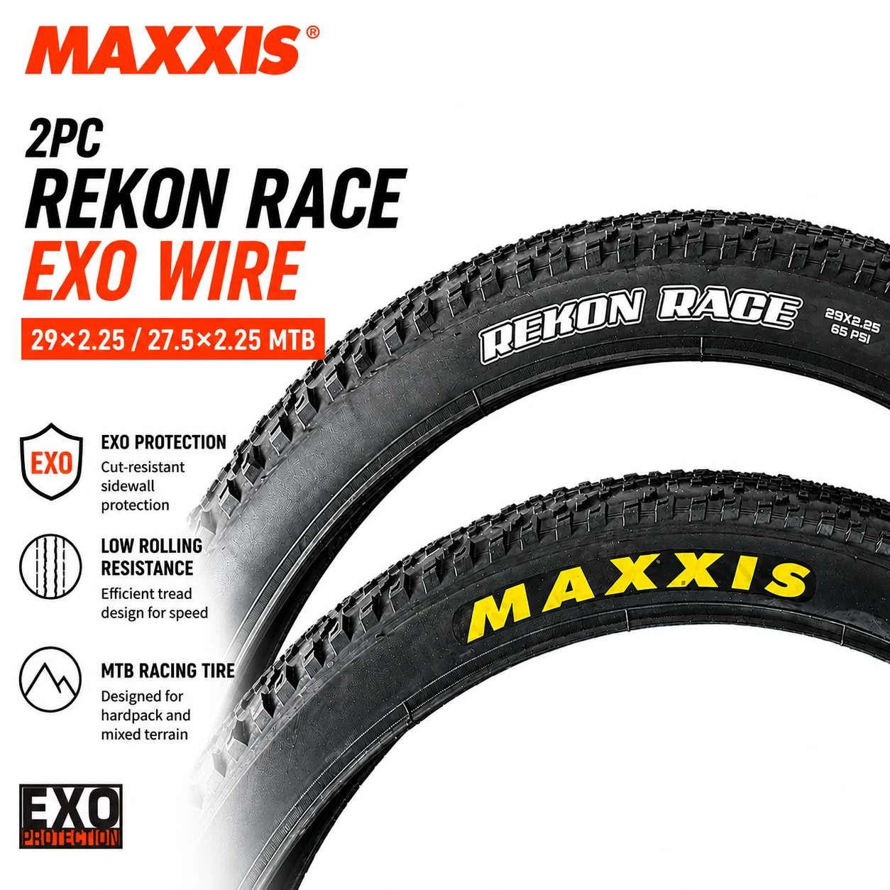 MAXXIS Rekon Race MTB-Reifen 29x2.25 27.5x2.25 EXO-Schutz Drahtkante Mountainbike-Reifen 2 Stück – Detail 18