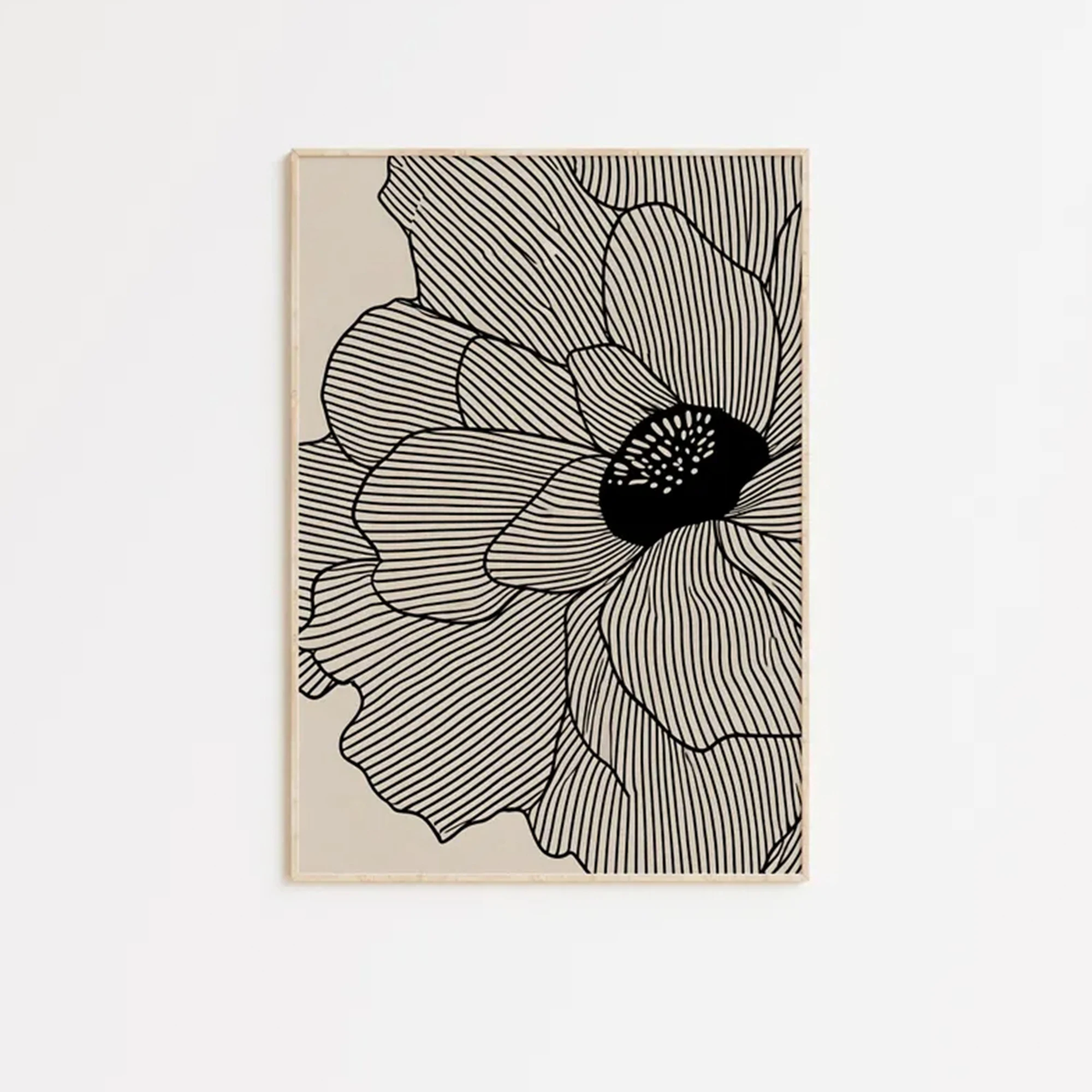 Modern Minimalist Line Drawing Flower Botanical Wall Art Print Canvas Painting Poster Picture For Bedroom,Living Room Home Decor