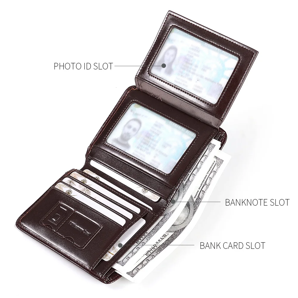 【Genuine Cow Leather】CHANPINCL Brand Men Wallet Luxury Short Tri-Fold First Layer Cowhide Classic Purse Male Business Fashion