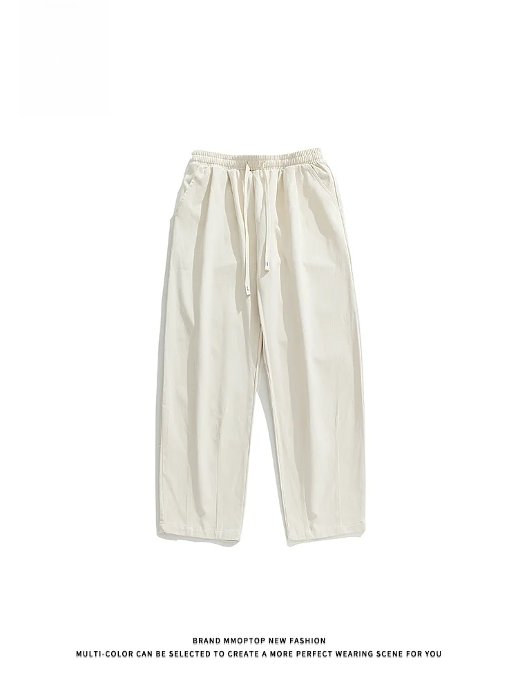 

Американские повседневные брюки в стиле ретро, мужские летние тонкие свободные прямые плиссированные широкие брюки, модные спортивные длинные брюки